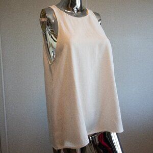 White Sleeveless Blouse with Zip-Up Back Size 10